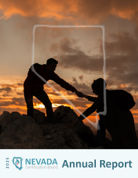 Cover of 2025 Annual Report: two people climbing a mountain peak.